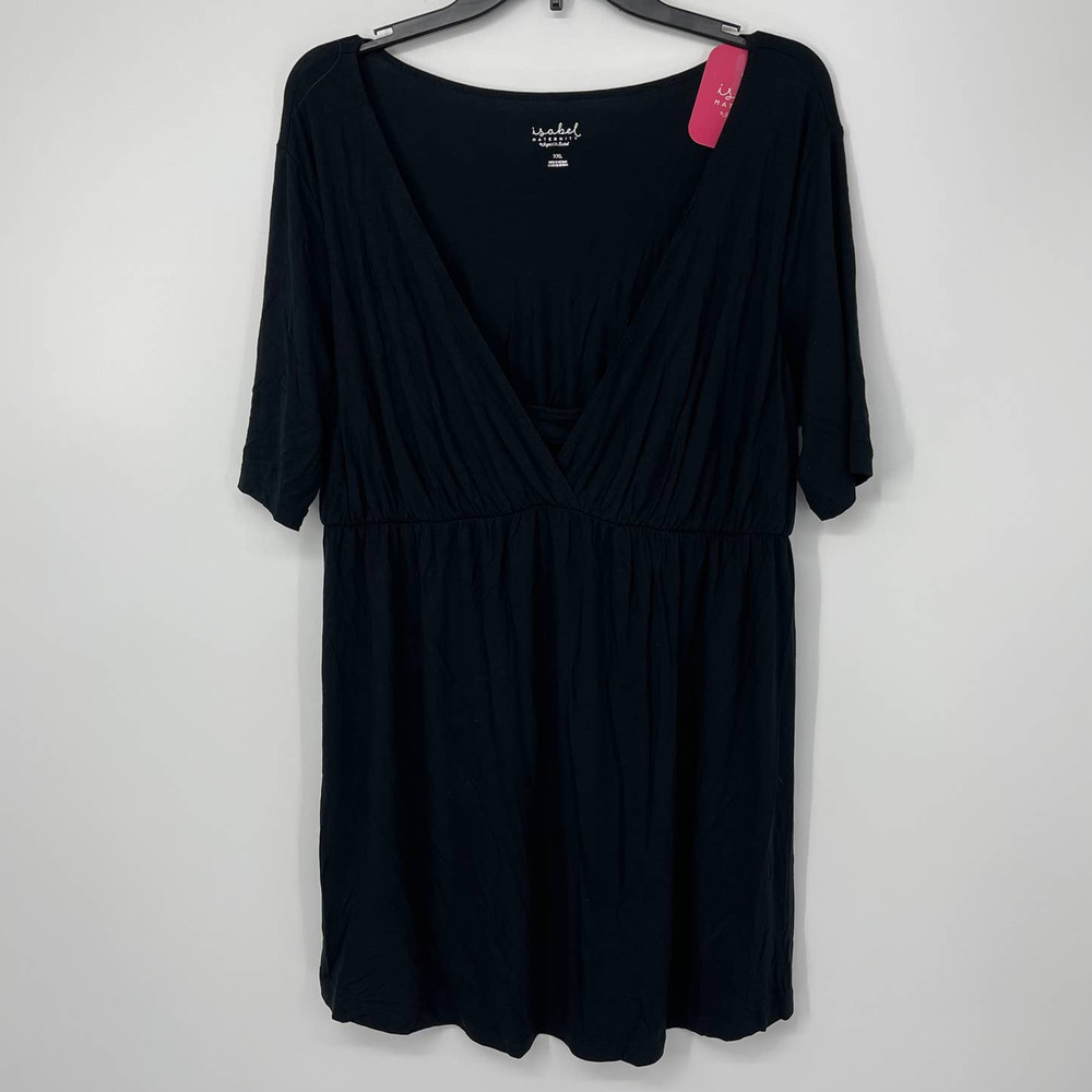 ISABEL MATERNITY BLACK V-NECK NURSING FEATURE LIGHTWEIGHT PULLOVER SIZE XXL
